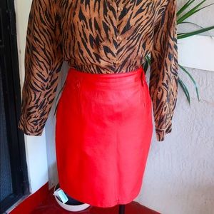 Jacqueline Ferrar Red Leather Skirt